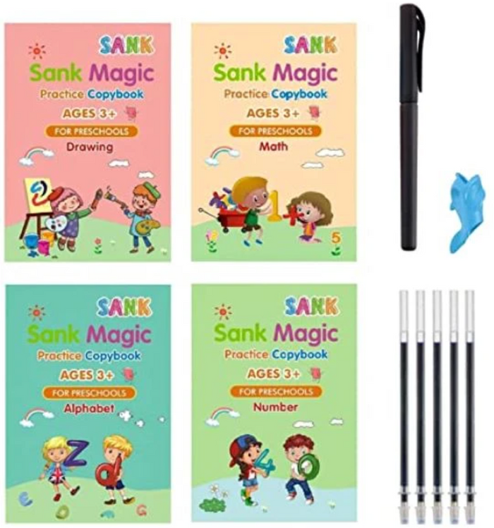Crioni™ Magic Practice Copybooks (4 Books + Magic Pen + 5 Refills)