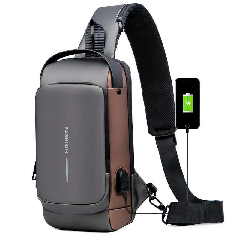 Anti-Theft Shoulder Bag with USB Sport Sling